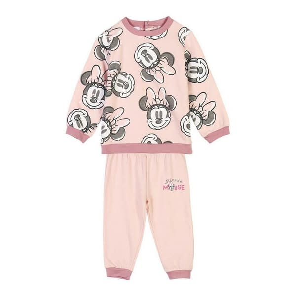 Træningsdragt til børn Minnie Mouse Pink Okker - 24 måneder