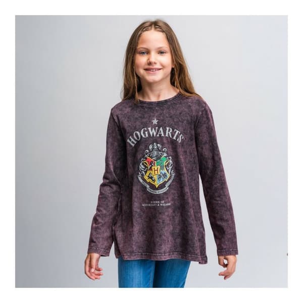 Langærmet T-shirt til Børn Harry Potter Grå Mørkegrå - 12 år