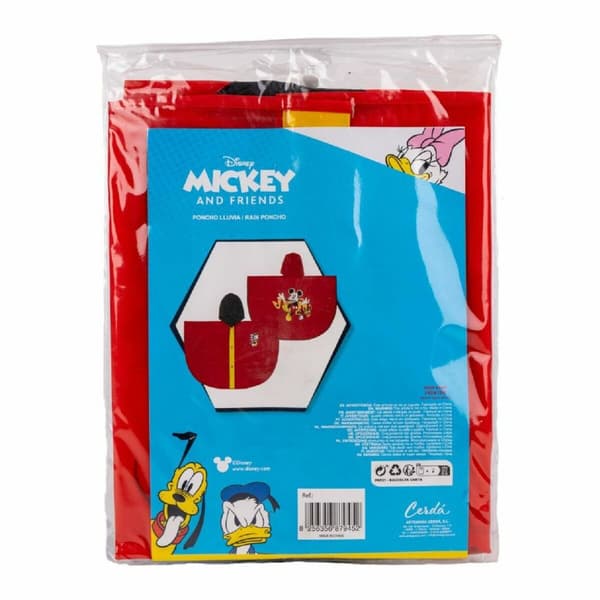 Vandtætte Poncho med Hætte Mickey Mouse Rød - 3-4 år