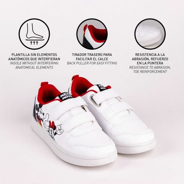 Sportskor för barn Mickey Mouse Velcro Vit - 31