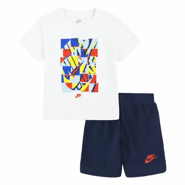 Lasten urheiluasu Nike Nsw Add Ft Short Sininen Valkoinen Monivärinen 2 Kappaletta - 24 kuukautta