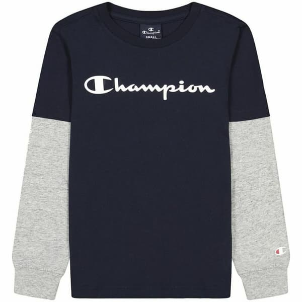 Langærmet T-shirt til Børn Champion Sort - 2XS