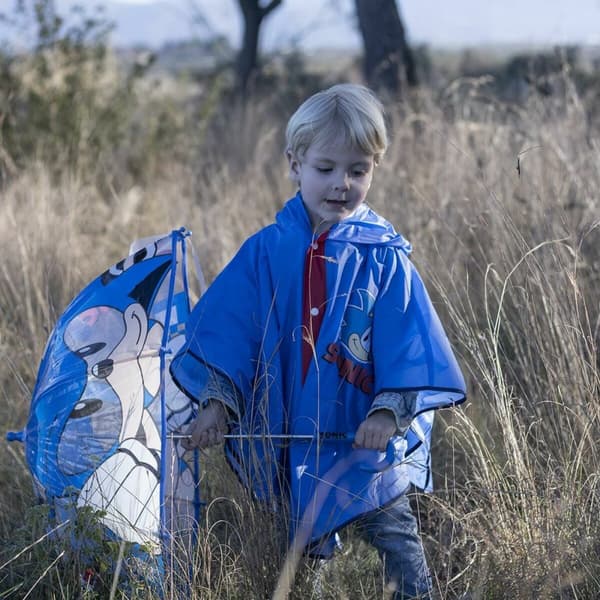Vandtætte Poncho med Hætte Sonic Blå - 3-4 år