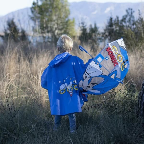 Vandtætte Poncho med Hætte Sonic Blå - 3-4 år