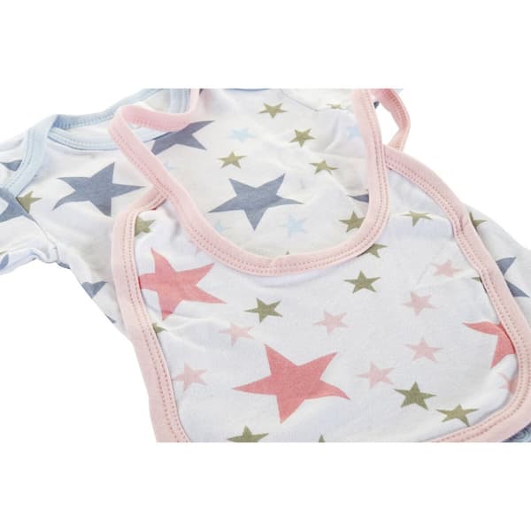 Vaatesetti DKD Home Decor Sininen Pinkki 0-6 kuukautta Puuvilla Tähdet (2 osaa)