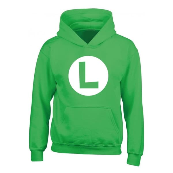 Unisex huppari Super Mario Luigi Badge Vihreä - 7-8 vuotta