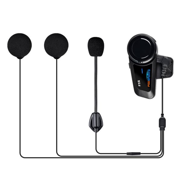 Fodsports FX6 motorsykkel intercom to-pakning (svart)