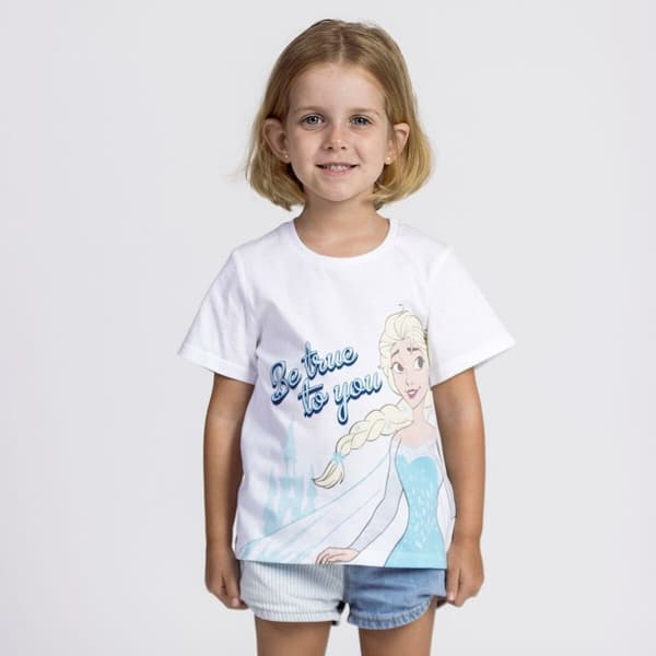 Børne Kortærmet T-shirt Frozen Hvid - 4 år