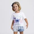 Miniatyrbillede 4 af 6: Børne Kortærmet T-shirt Stitch Hvid - 8 år