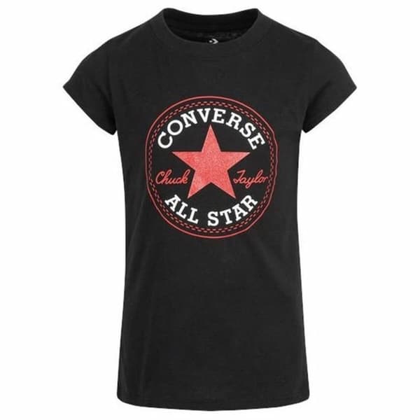 Barn T-shirt med kortärm Converse Timeless Chick Patch Svart - 6-7 år