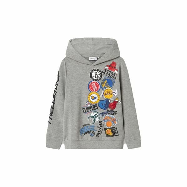 Hættetrøje til Børn Name It mjusty Nba Wh Unb Ous Grå - 7-8 år