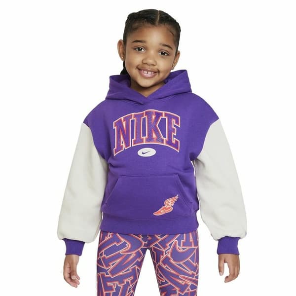 Sweatshirt med hætte til piger Nike Join The Club Violet - 3-4 år