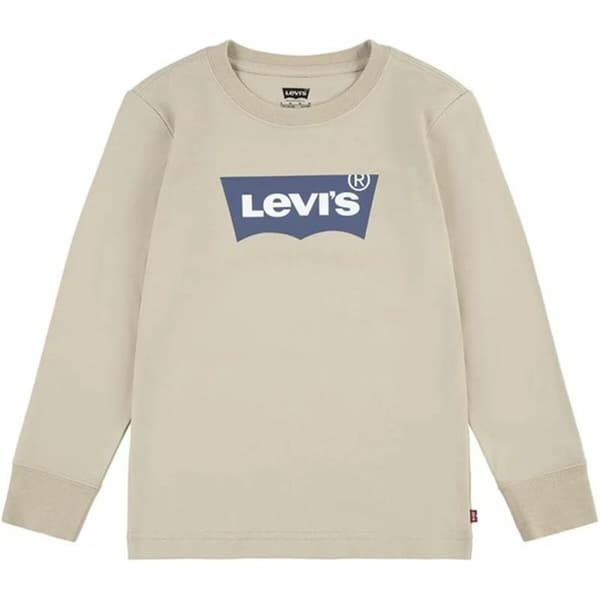 Lasten pitkähihainen paita Levi's Lvb L/S Batwing Beige - 16 vuotta