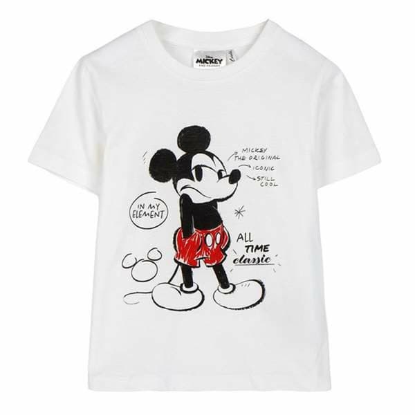 Barn T-shirt med kortärm Mickey Mouse Vit - 2 år