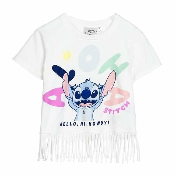 Barn T-shirt med kortärm Stitch Vit - 5 år