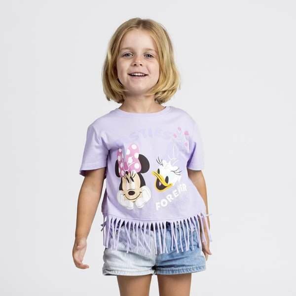 Børne Kortærmet T-shirt Minnie Mouse Lilla - 7 år