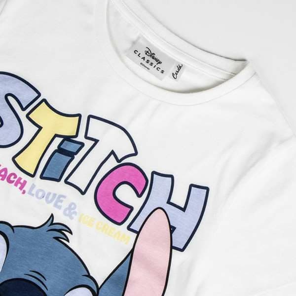 Barn T-shirt med kortärm Stitch Vit - 2 år