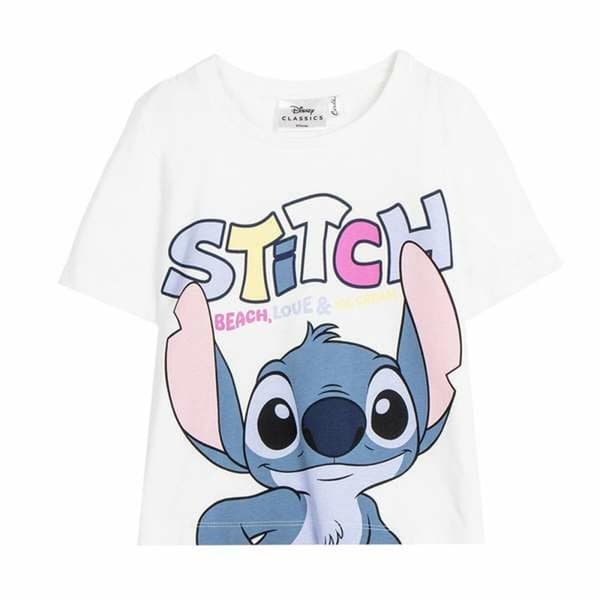 Barn T-shirt med kortärm Stitch Vit - 2 år