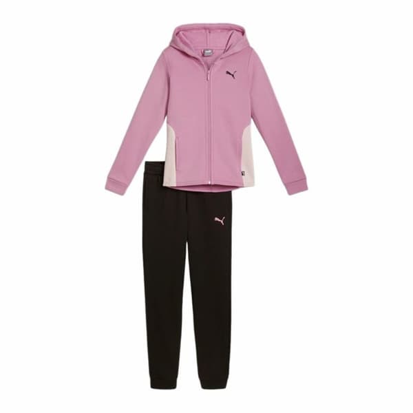 Träningsoverall, Barn Puma Hooded Sweat Suit Fleece Cl Svart Rosa 2 Delar - 15-16 år
