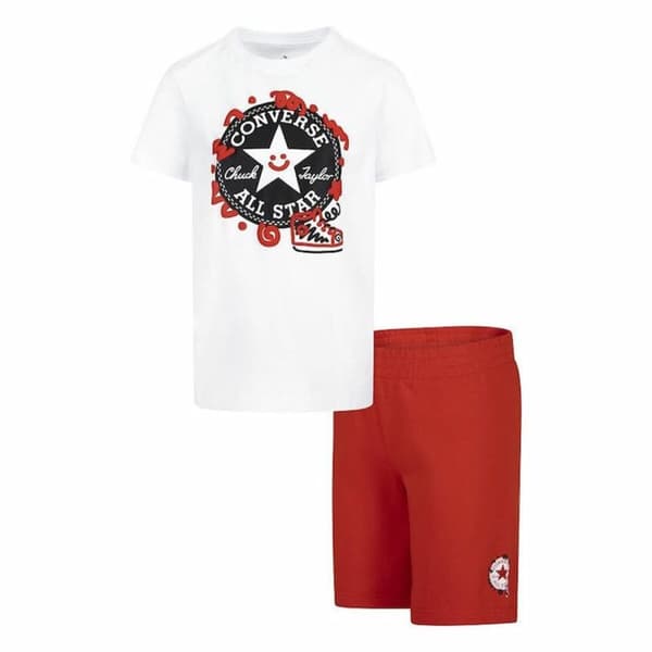 Träningskläder, Barn Converse Squiggle S/Se+Ft Vit Röd 2 Delar - 6-7 år
