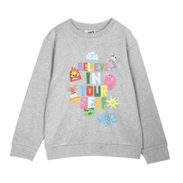 Tröja utan huva Unisex Inside Out Grå - 12 år