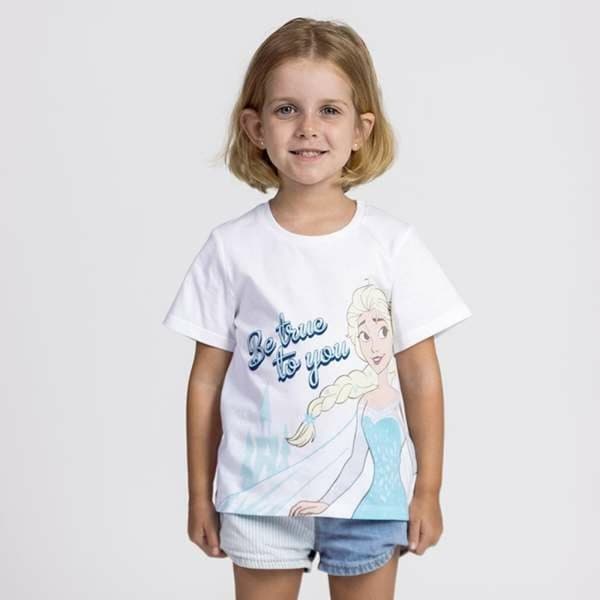 Børne Kortærmet T-shirt Frozen Hvid - 5 år