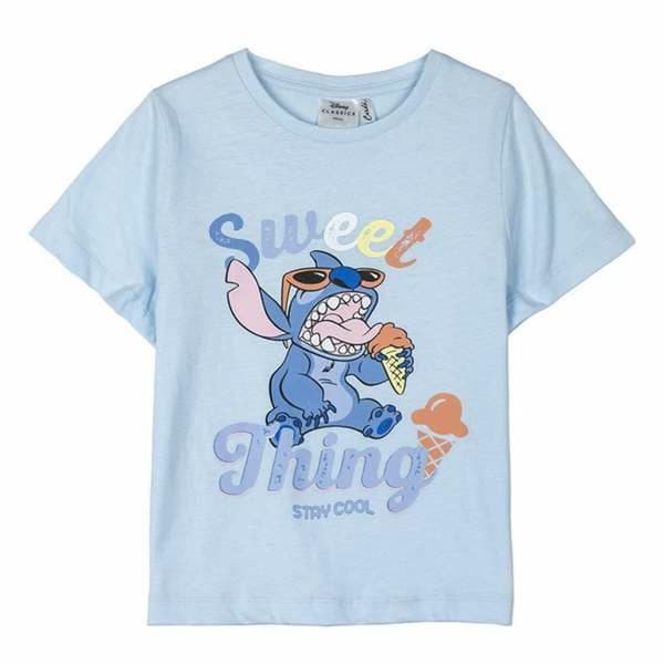 Barn T-shirt med kortärm Stitch Ljusblå 5 år