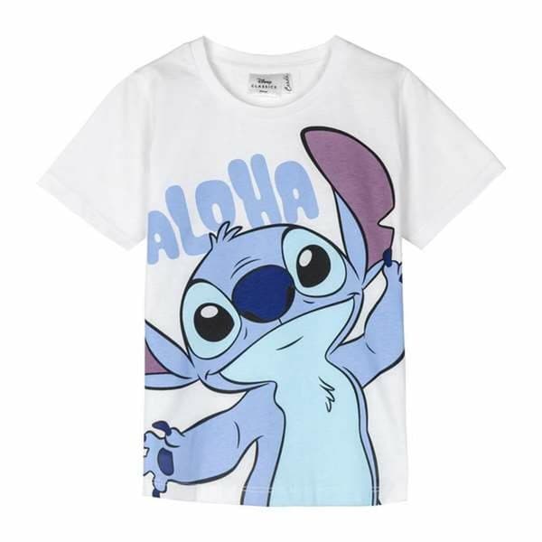 Barn T-shirt med kortärm Stitch Vit 12 år
