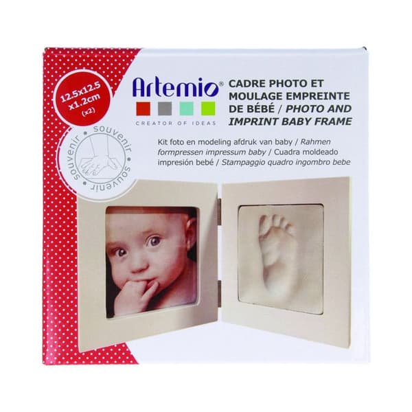 Baby avtryckset och fotobricka 12,5x12,5 cm