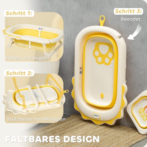 Baby Badkar Set, 80.5x55x20 cm, Gul