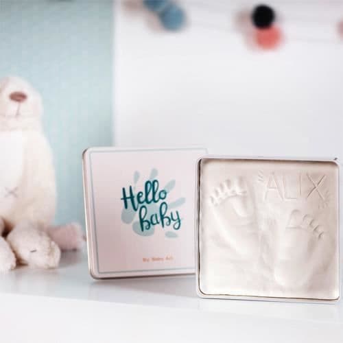 Baby Art Magic Box Square - Vauvan käsi- ja jalanjälkipakkaus metallilaatikossa, syntymä- tai kastelahja, välttämätön