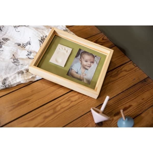 Baby Art Pure Frame - Rammesæt med legetøj og ramme af naturligt fyrretræ, rulle, vendbart bagpanel (grøn/orange)