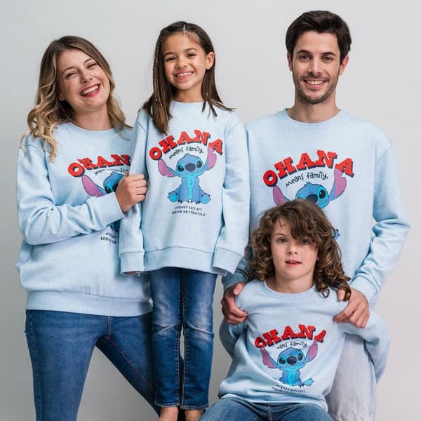 Tröja utan huva Unisex Stitch Ljusblå - 4 år