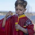Miniatyrbild 3 av 5: Vattentät Poncho med Huva Mickey Mouse Röd - 5-6 år