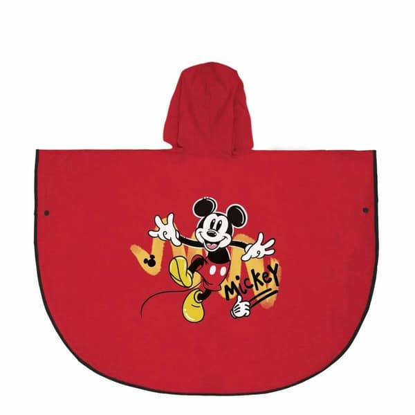 Vattentät Poncho med Huva Mickey Mouse Röd - 5-6 år