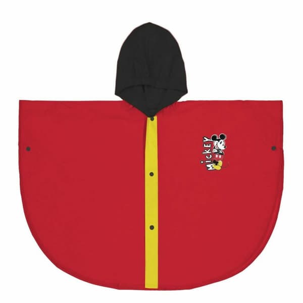 Vattentät Poncho med Huva Mickey Mouse Röd - 5-6 år