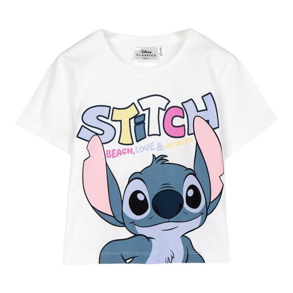 Barn T-shirt med kortärm Stitch Vit - 6 år