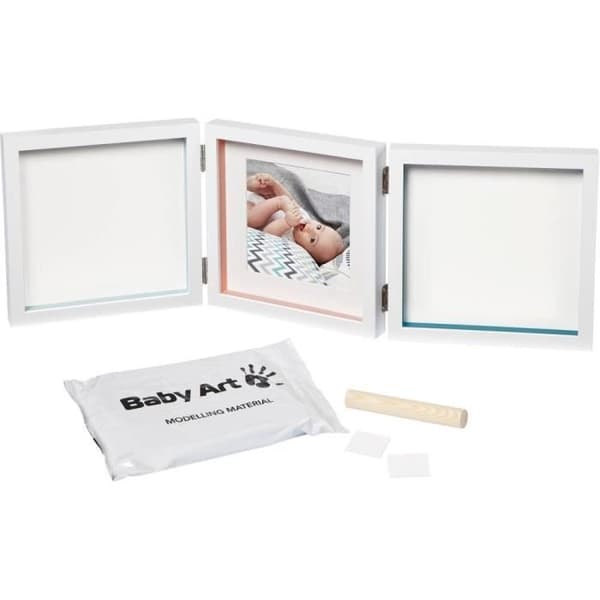 Baby Art My Baby Style - Dobbelt babytryk fotoramme: Personliggør med babyhånd- og fodaftrykssæt, fødselsgave