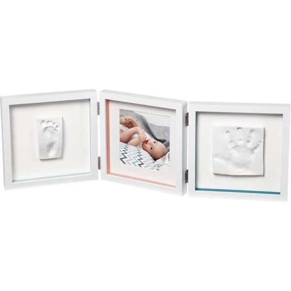 Baby Art My Baby Style - Dobbelt babytryk fotoramme: Personliggør med babyhånd- og fodaftrykssæt, fødselsgave