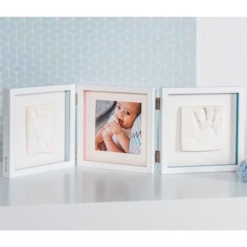 Baby Art My Baby Style - Dobbelt babytryk fotoramme: Personliggør med babyhånd- og fodaftrykssæt, fødselsgave