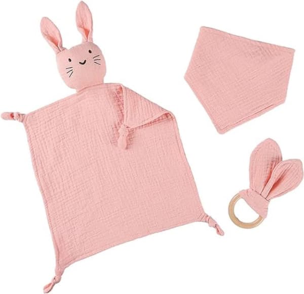 Lollanda Snuttefilt bitleksak och mjuk haklapp Mysigt och praktiskt baby shower gåva för flickor och pojkar Perfekt