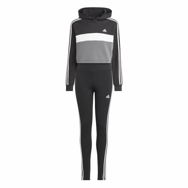 Träningsoverall, Dam Adidas Tiberio 3- Stripes Colorblock Svart Grå - 14-15 år