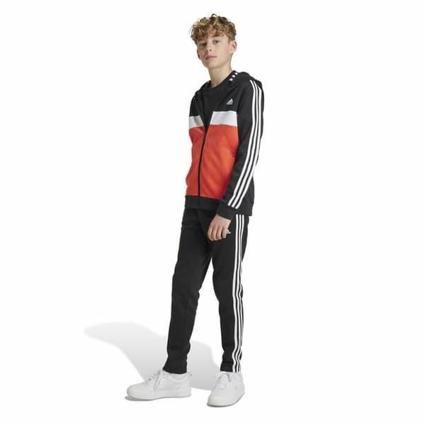 Naisten verkkapuku Adidas Tiberio 3-Stripes Colorblock Fleece Musta Punainen - 7-8 vuotta