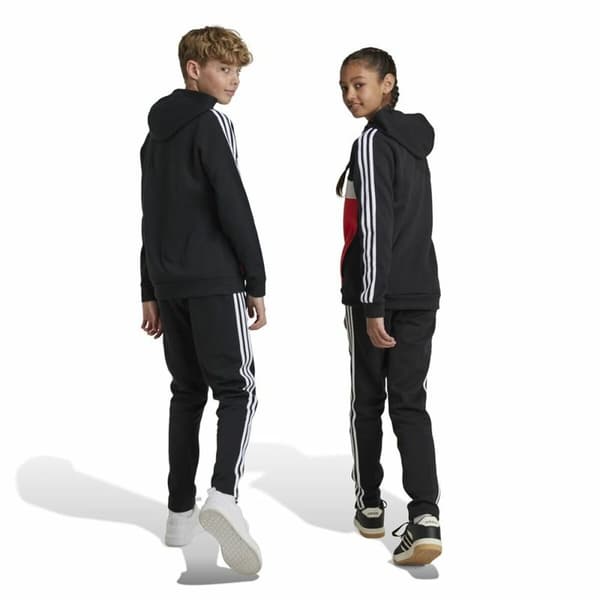 Naisten verkkapuku Adidas Tiberio 3-Stripes Colorblock Fleece Musta Punainen - 7-8 vuotta
