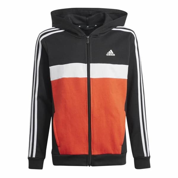 Naisten verkkapuku Adidas Tiberio 3-Stripes Colorblock Fleece Musta Punainen - 7-8 vuotta