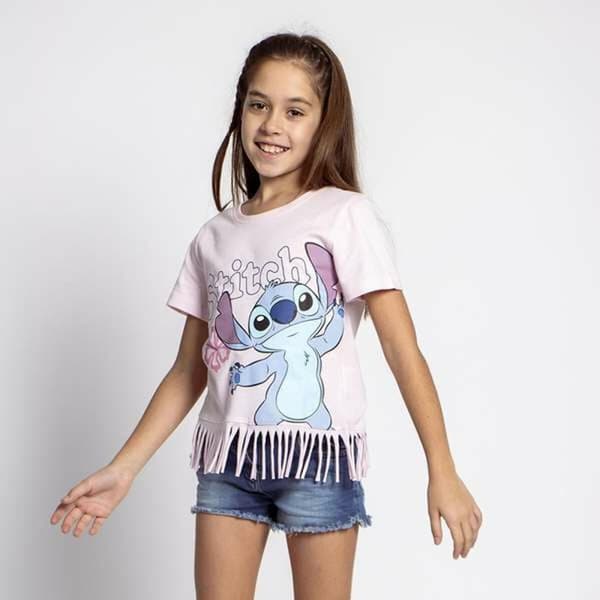 Barn T-shirt med kortärm Stitch Blå Rosa - 8 år