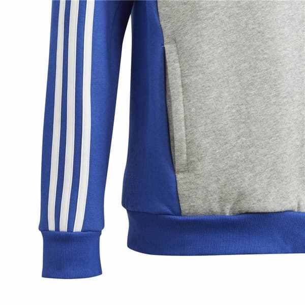 Tröja med huva Barn Adidas 3S Tib Fl Hd Blå Grå - 15-16 år