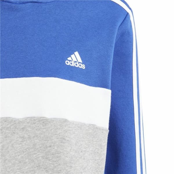 Tröja med huva Barn Adidas 3S Tib Fl Hd Blå Grå - 15-16 år