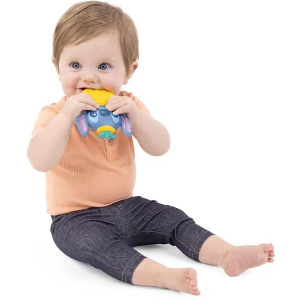 DISNEY BABY - STITCH - Födelsepresentset - 4 leksaker för nyfödda, skallra, bitring, multisensoriska leksaker