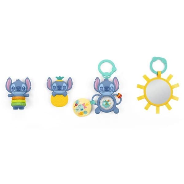 DISNEY BABY - STITCH - Födelsepresentset - 4 leksaker för nyfödda, skallra, bitring, multisensoriska leksaker
